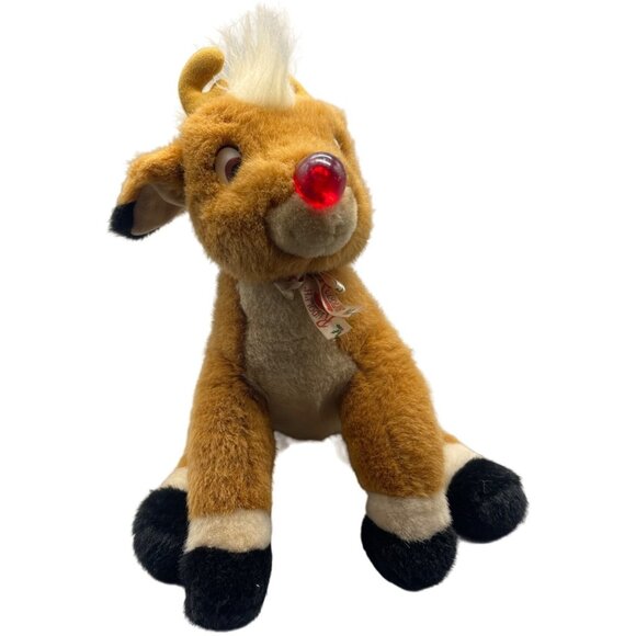 Rudolph reindeer plush Christmas toy musical 1999 light up brown 15x15" READ - Picture 1 of 9